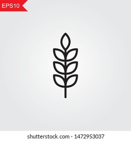 Wheat thin line icon on grey background. Vector illustration eps10.
