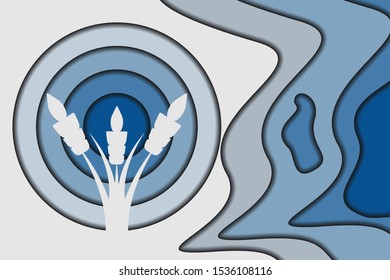 Wheat tree in paper cut concept vector background design