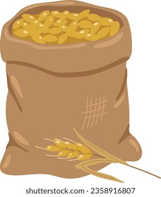 Wheat vector, grain bag with wheat, abstract food vector