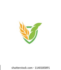 Wheat vector grain icon Isolated abstract orange color wheat ear hearldic logo. Nature element logotype. Agricultural organic product sign. Harvesting vector illustration