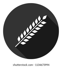 Wheat vector icon. Agriculture vector icon sign design. Round vector icon design with shadow