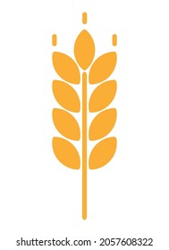 Wheat vector icon design illustration. Oat symbol .Agriculture concept. Ears of Wheat, Barley or Rye vector visual graphic icon, ideal for bread packaging, beer labels etc on white background.