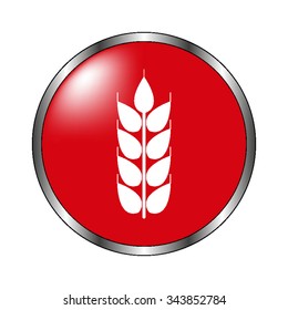 wheat - vector icon on  the red button