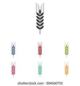 Wheat vector icon  set
