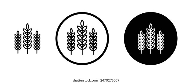 Wheat vector icon set. flour oat symbol. dietary grain icon. malt plant icon. cereal whole plant symbol suitable for apps and websites UI designs.
