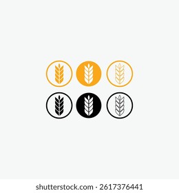 Wheat vector icon set in golden and black and white template	