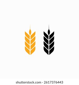 Wheat vector icon set in golden and black and white template	