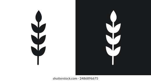 Wheat vector icon set in solid black and white color