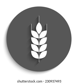 wheat  - vector icon with shadow on a round grey button