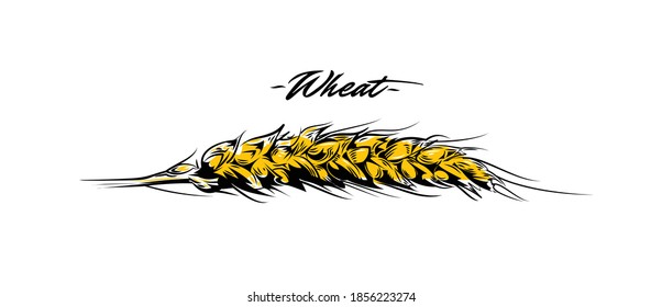 Weizen. Vektorgrafik. Einzeln auf weißem Hintergrund.