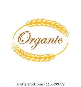wheat vector logo template, organic badge