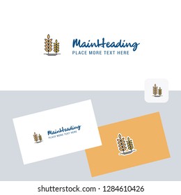 Wheat  vector logotype with business card template. Elegant corporate identity. - Vector