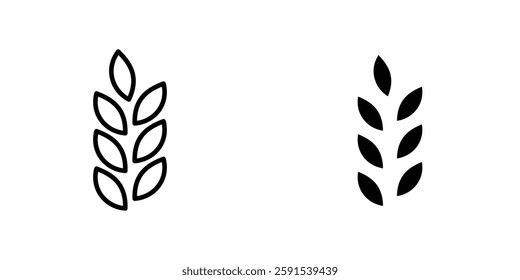 Wheat vectors icons set in filled and strokes on white background