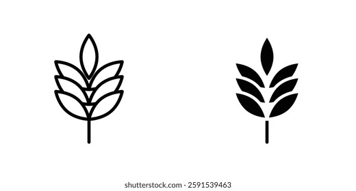 Wheat vectors icons set in filled and strokes on white background