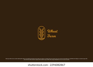Wheat vintage logo design illustration. Silhouette of wheat crop rice crop rural agriculture. Simple flat minimalistic classic agricultural cereal grain bread nature food processing elegant design.