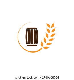 wheat wooden barrel vector design template illustration