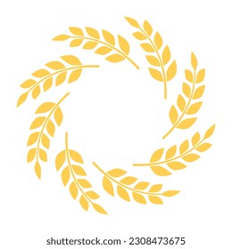 El trigo era el marco del círculo. Símbolo del oído de panadería. Ilustración vectorial aislada en blanco.