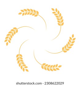 Wheat wreath circle frame. Bakery ear symbol. Vector illustration isolated on white.