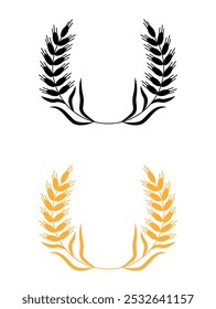 Wheat Wreath Flat Style Copy Space. Growing crops, farming and illustration design elements vector art