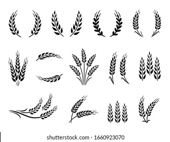 Пшеничные венки и зерна шипы набор иконок