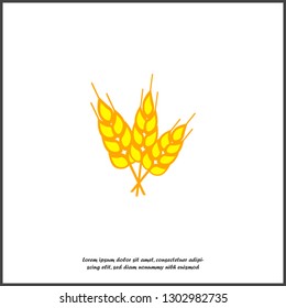 Wheat yellow cereals vector illustration. Organic grain ears. Symbol of wheat is healthy food on white isolated background. Layers grouped for easy editing illustration. For your design.