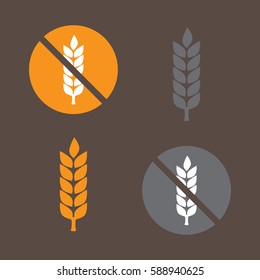 Wheat yellow gluten free grain icon vector. gluten free vector