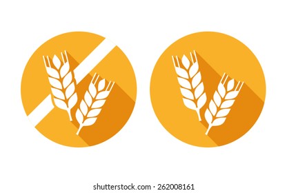 wheat yellow grain gluten free vector icon on white background food allergy
