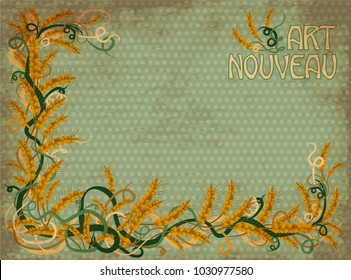 Wheaten banner in  art nouveau style, vector illustration