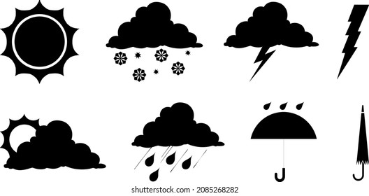 Wheater Meteorological Conditions Shapes Collection Set Vector Isolated