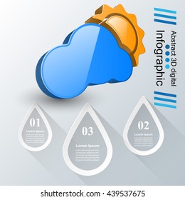 Wheather infographic. Sun, cloud, rain icon.