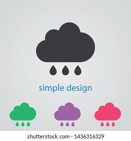 Wheather line.Cloud vector icon . The illustration of rain. Three drops.