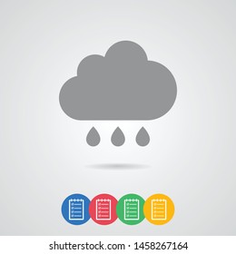 Wheather line.Cloud vector icon . The illustration of rain. Three drops.