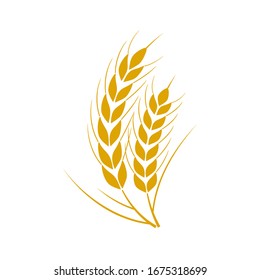 Wheats ears icon and wheat logo design element for beer, organic fresh food corn farm, bakery themed agriculture design, grain element, wheat simple pattern. Vector illustration