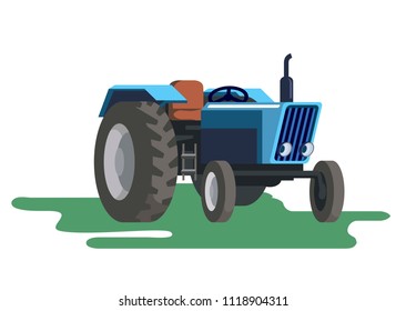 Wheel agricultural tractor. Colored vector illustration on white background