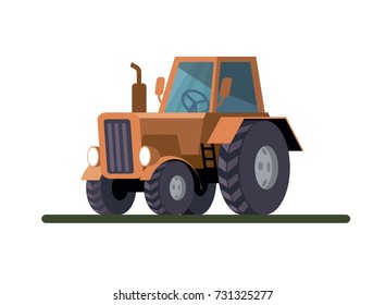Wheel agricultural tractor. Colored vector illustration on white
