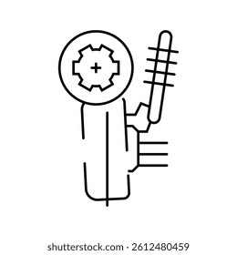 wheel alignment car mechanic line icon vector. wheel alignment car mechanic sign. isolated contour symbol black illustration