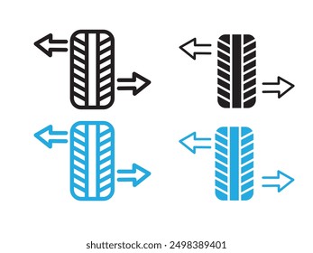 wheel alignment icon black and white vector outline sign