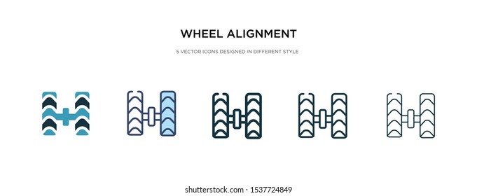 wheel alignment icon in different style vector illustration. two colored and black wheel alignment vector icons designed in filled, outline, line and stroke style can be used for web, mobile, ui
