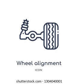 Wheel Alignment Icon From Transportation Outline Collection. Thin Line Wheel Alignment Icon Isolated On White Background.