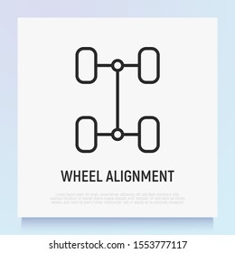 Wheel Alignment Thin Line Icon. Car Service. Modern Vector Illustration.