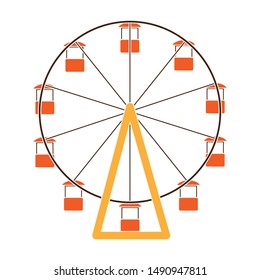 The wheel is in the amusement park. Slow attraction to explore the city.Amusement park single icon in colour style vector symbol stock illustration.