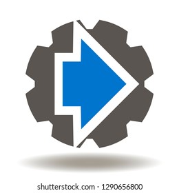 Сog wheel arrow integration icon vector. Integrate Innovative Technology Logo.