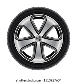 Wheel of automobile isolated. Tire of a car or rubber tyre of bus. Racing disk for auto. Metal or steel lorry or truck protector rimmed with metal. Transport and vehicle, automotive and transportation