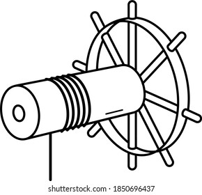 Wheel and axle. Vector outline illustration.
