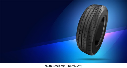 Wheel background with car tire. Billboard. Outdoor advertising. Image tires. Poster.