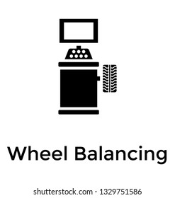 Wheel balancing glyph icon vector 