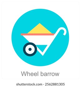 Wheel Barrow and gardening icon concept