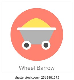 Wheel Barrow and gardening icon concept