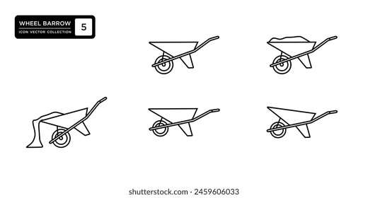 Wheel barrow icon collection, vector icon templates editable and resizable.