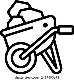 Wheel Barrow Icon. Construction Wheelbarrow Icon